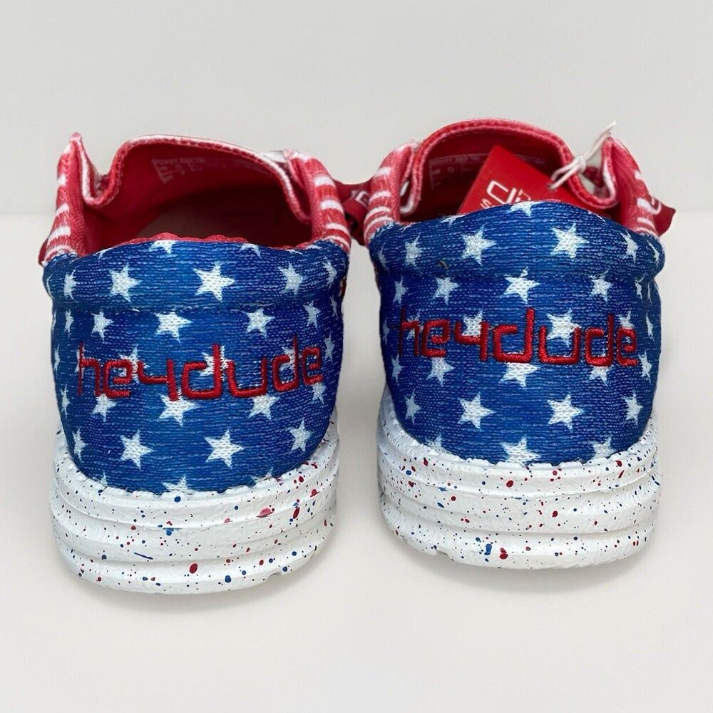 Hey Dude Wendy Sox Tri Patriotic Americana Shoes Women Sz 11 NEW Red White Blue - Picture 4 of 8